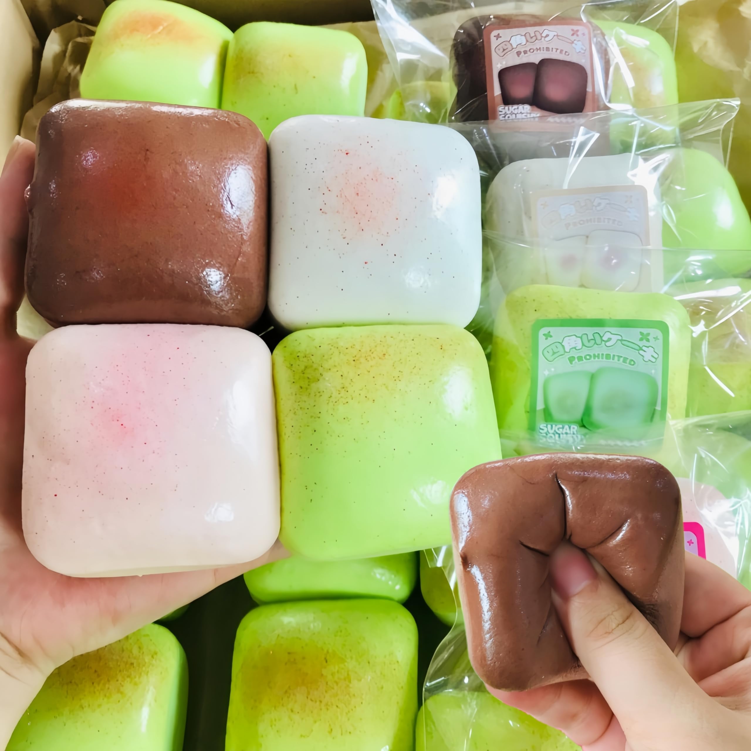Photo 1 of TIM CHESS 4Pcs Sticky Squishy Toast, Soft Bread Super Slow Rising Squishy, Vibrant Bread Shape Squeeze Toy, Cute Stress Relief Food Squishies (Random Color)
