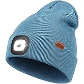 YunTuo LED Beanie with The Light, Unisex USB Rechargeable Headlamp Winter Knitted Cap Gifts for Men Dad Husband Him