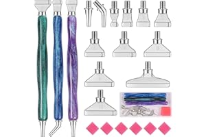 DoreenBow 21Pcs Diamond Art Painting Tools Glitter Diamond Art Pen Stainless Screw Thread Tips Multi Placer Tips Ergonomic Diamond Art Painting Accessories for Adults with 6 Clay, Silver