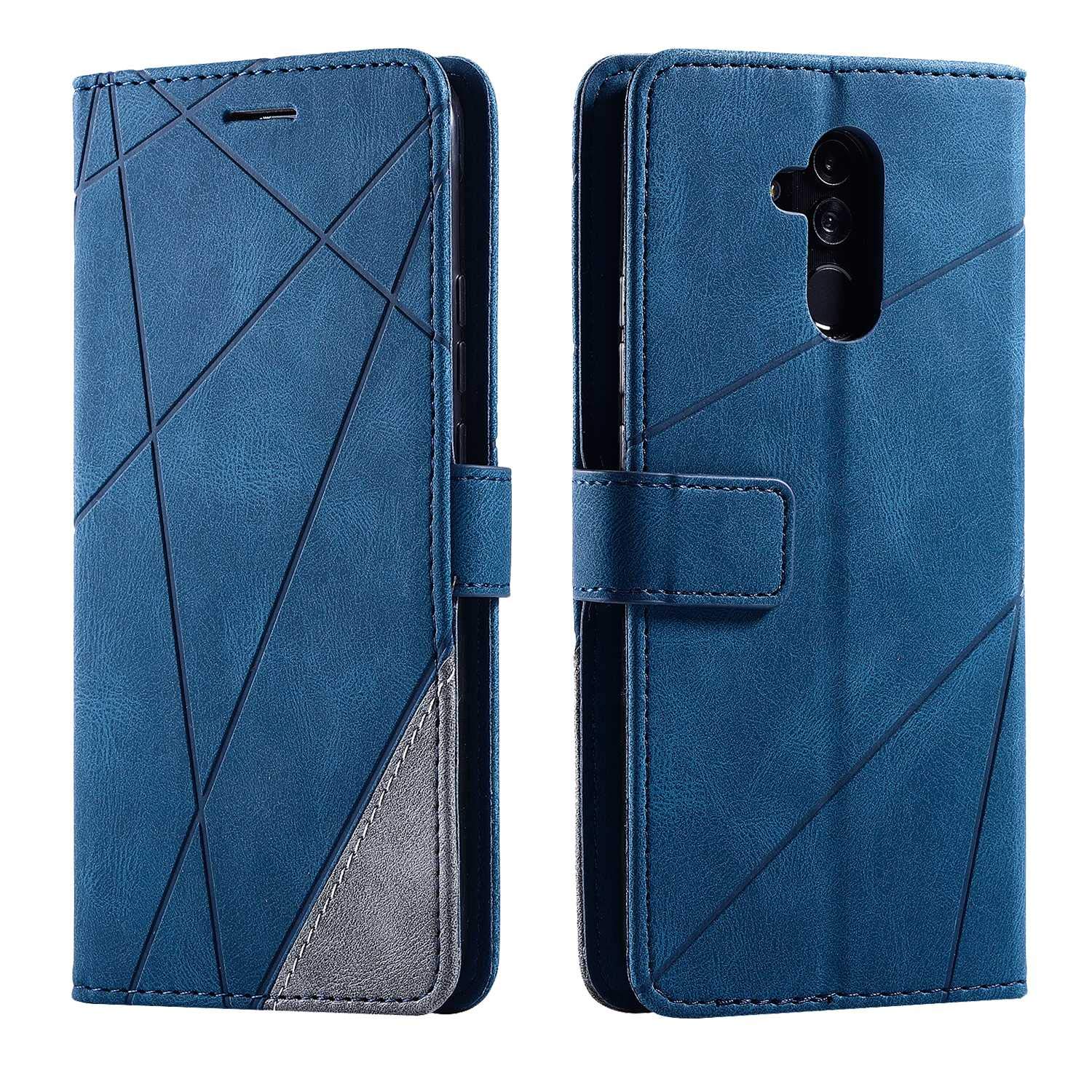 SONWO Case for Huawei Mate 20 Lite Case, Premium Leather Flip Wallet Case Magnetic Closure Card Slots Kickstand Phone Case for Huawei Mate 20 Lite, Blue