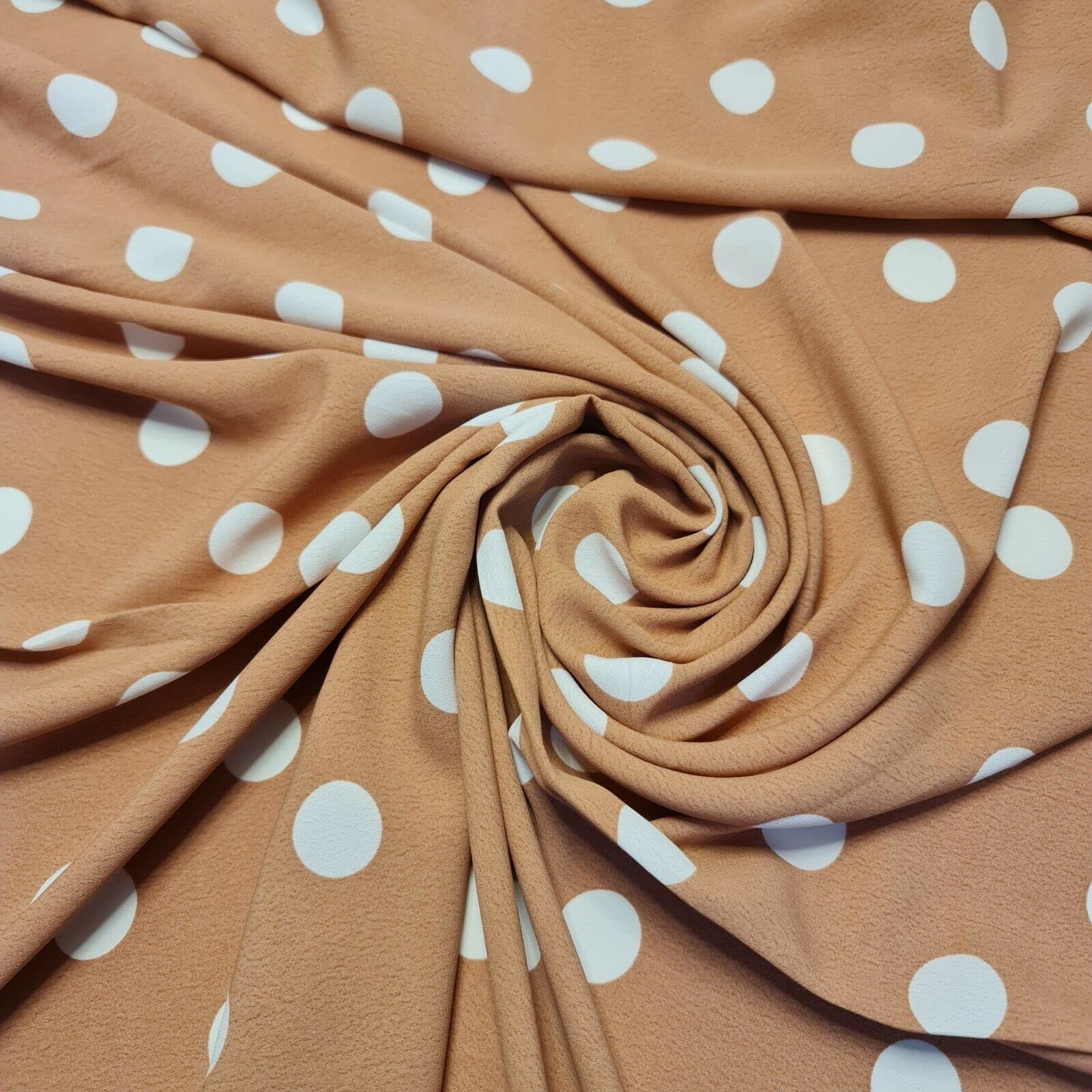 Polka Dot Collection Silky Crepe Fabric Sewing Craft Spots 58" (Pre Cut 1 Meter) (Dark Peach) — image 1