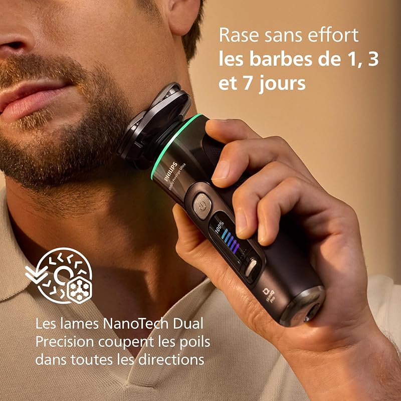 Rasoir i9000 Prestige Ultra, rasoir électrique 100% étanche, technologie Skin IQ Pro, système Triple Lift & Cut, lames de précision NanoTech rotatives à 360°, 5 modes de rasage, XP9405/31