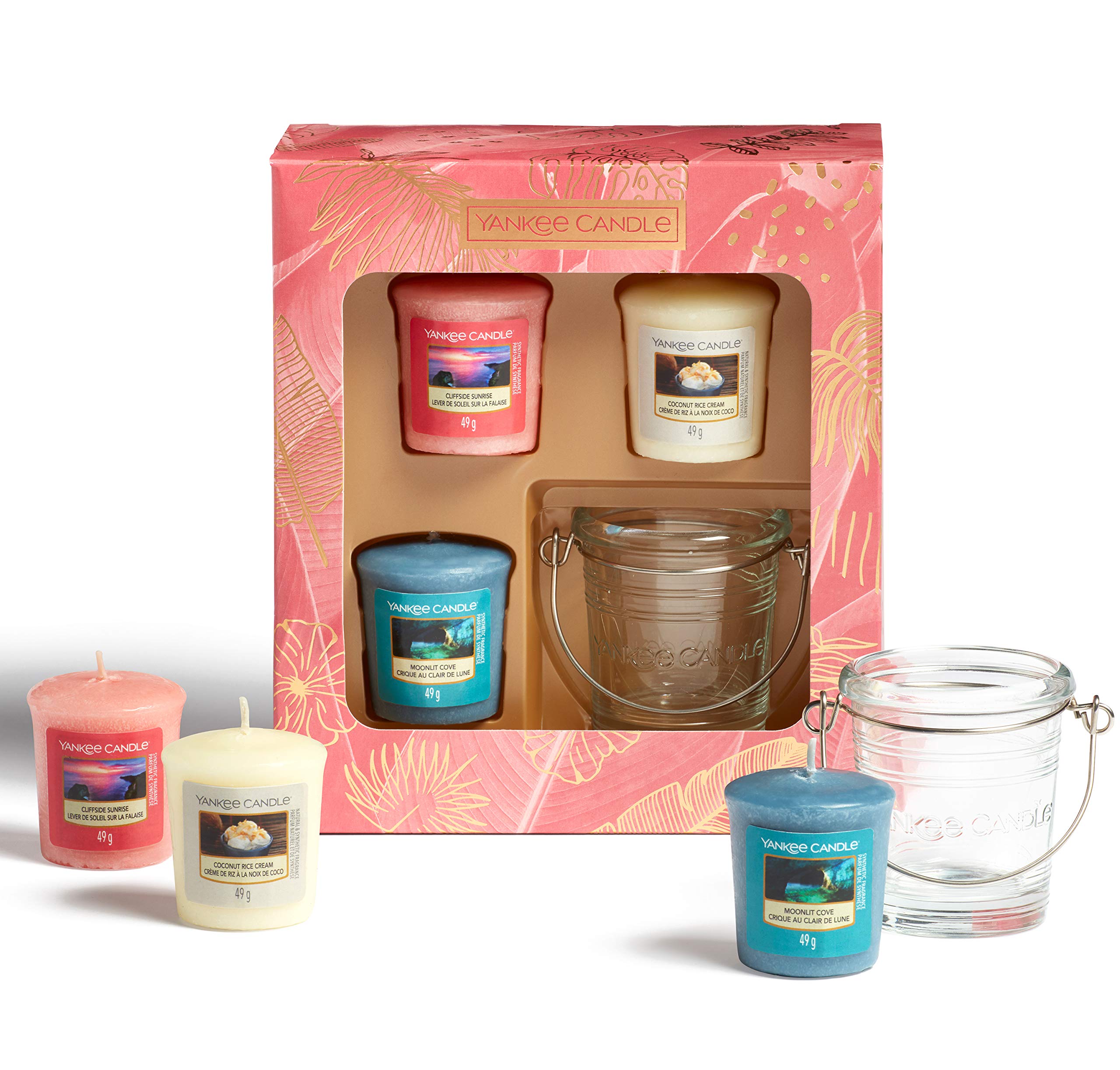 Yankee Candle Gift Set | 3 Scented Votive Candles & 1 Votive Holder | The Last Paradise Collection