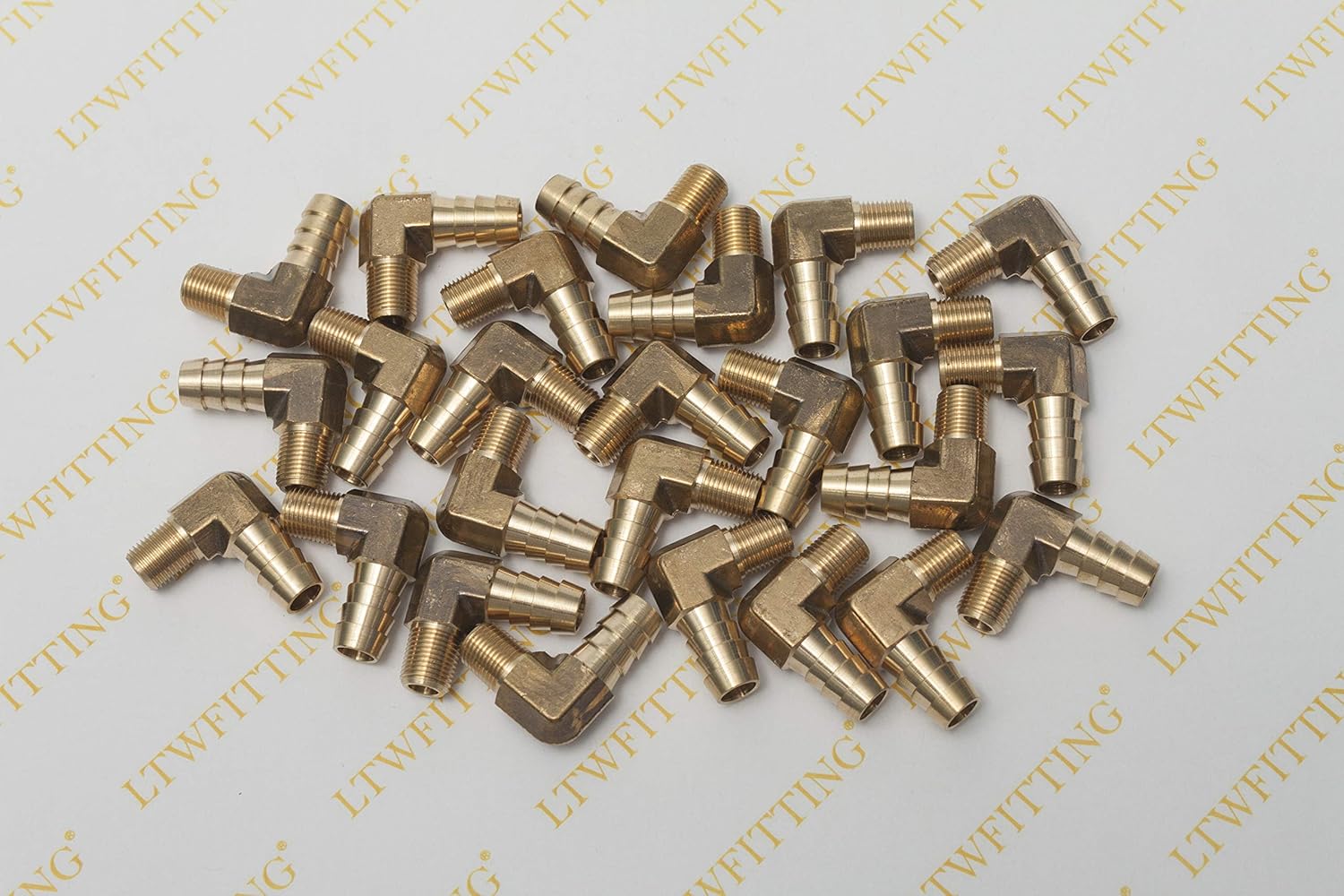 LTWFITTING 90 Deg Elbow Brass Barb Fitting 1/8-Inch Male BSPT x 10mm ID Hose(Pack of 25), 10mm ID Hose x 1/8" Male BSPT - Image 3