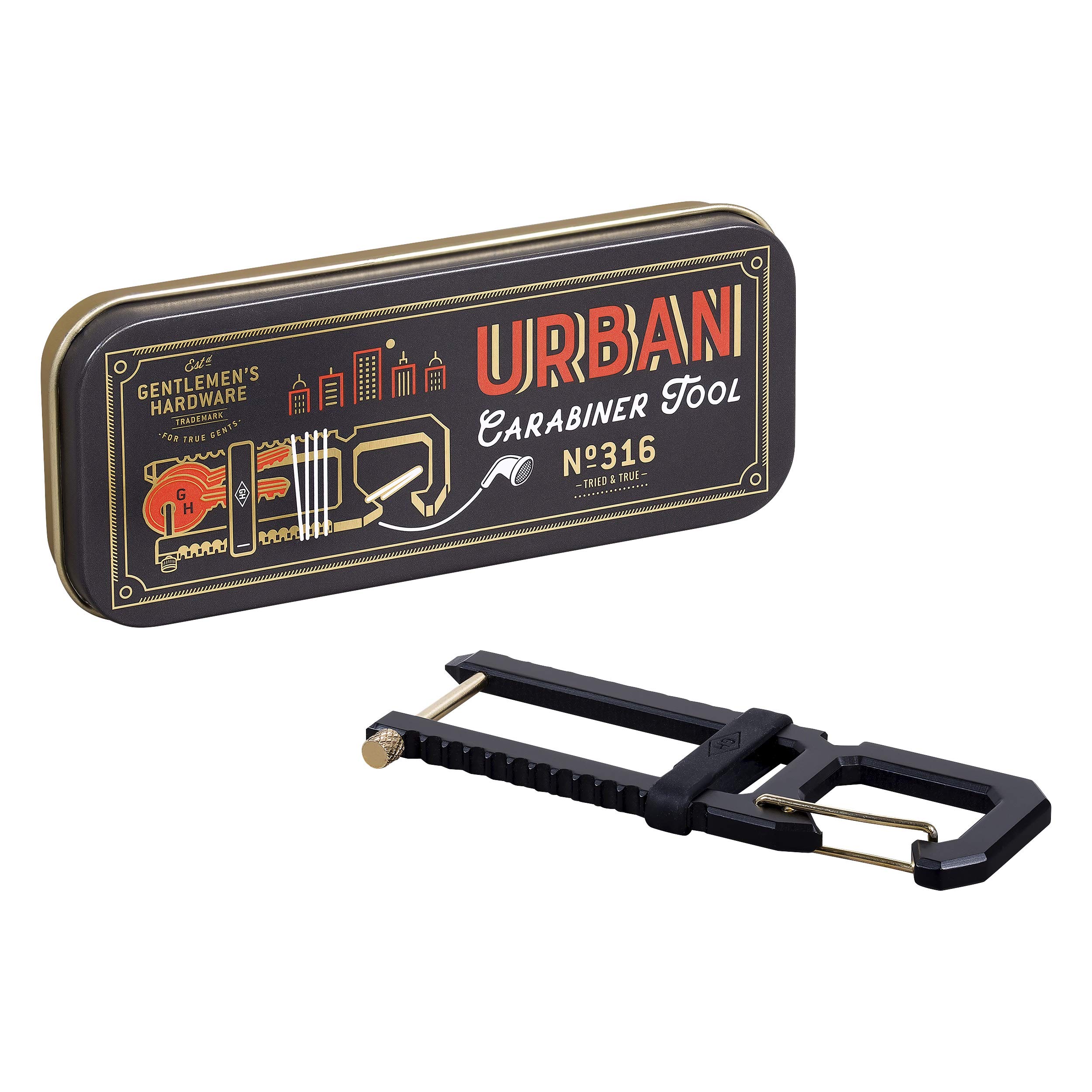 Gentlemen's Hardware 6-in-1 Urban Carabiner Multi-Tool, GEN316, Black