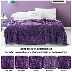 GONAAP Fuzzy Faux Fur Throw Blanket Queen Size