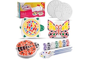 IFLOVE Paint Your Own Stepping Stones for Kids Craft Kits,Arts and Crafts for Kids Ages 4-8,5 Pack Painting Crafts for Girls Ages 8-12，Outdoor Toys Art Supplies Toddler Birthday Gift (Multicolored)