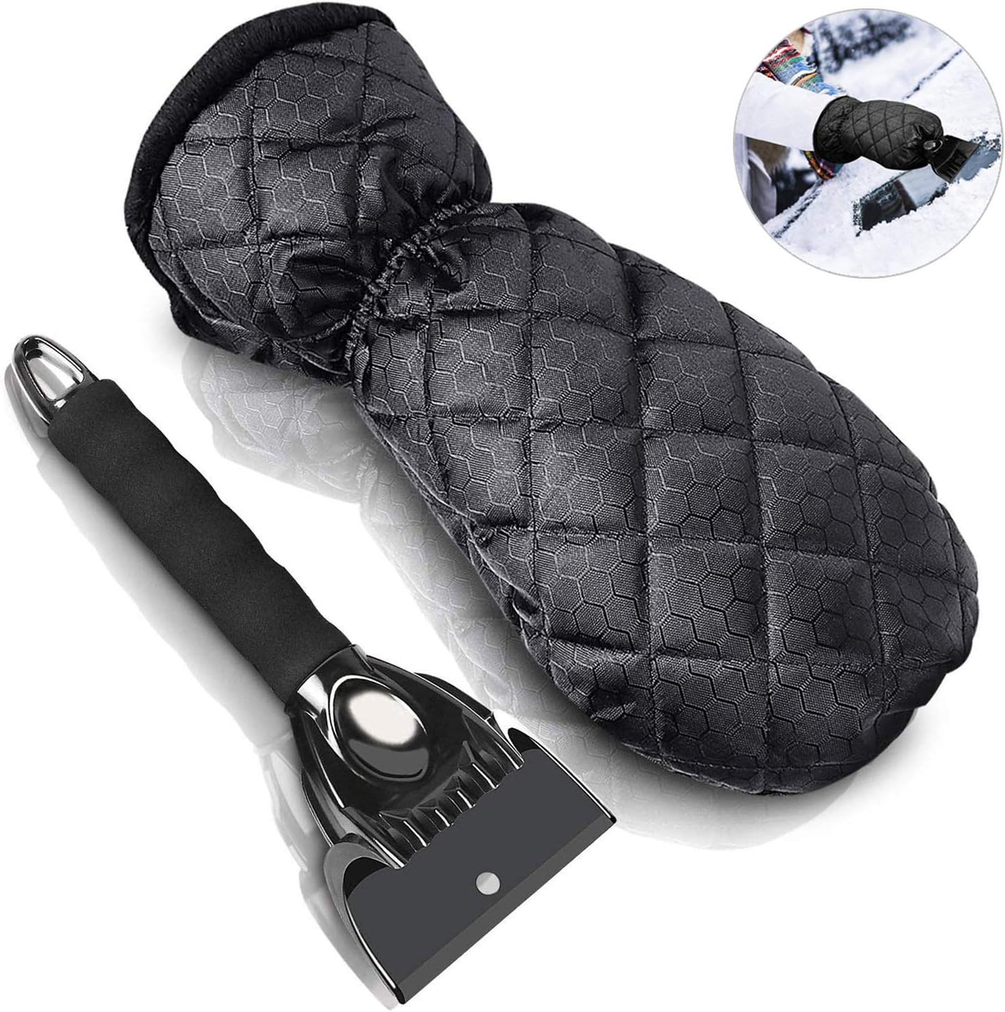 Ice Scraper with Mitt, Waterproof Car Snow Scraper Glove, Ice Scraper