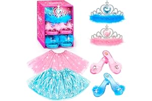 BIBUTY Kids Princess Dress Up Clothes for Little Girls, Pretend Play & Dress Up Costume Set for 3-6 Toddler Little Girls