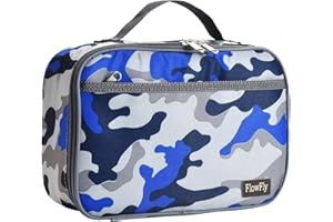 FlowFly Kids Lunch box Insulated Soft Bag Mini Cooler Back to School Thermal Meal Tote Kit for Girls, Boys,Blue Camo