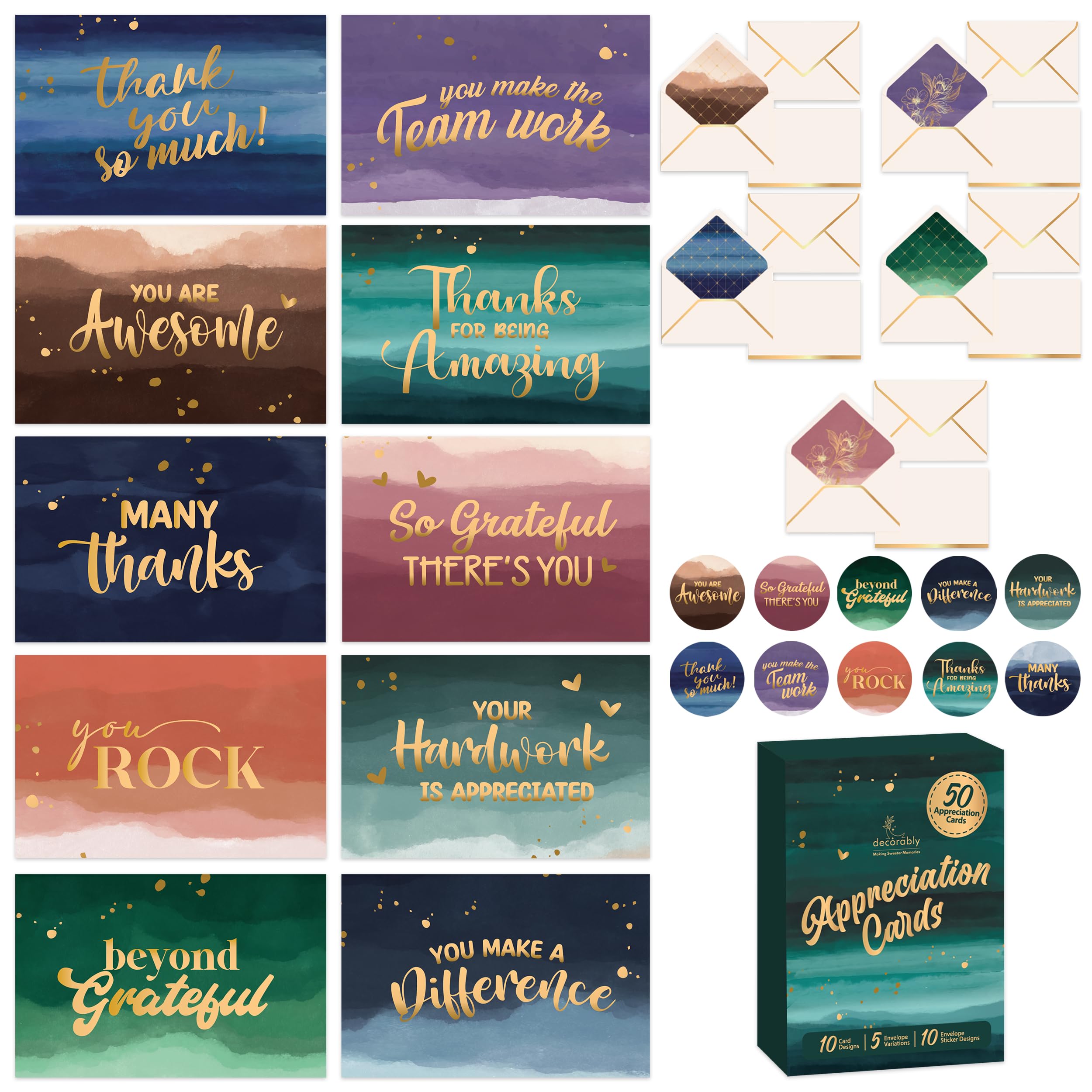 Decorably 24 Pack 6X4In Employee Appreciation Cards With