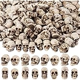 Arrowbash 100 Pcs Mini Skull Figurines Bulk Small Halloween Skeleton Head Statues Miniature Resin Skull Decoration Realistic Fake Human Skeleton Head Figure for Halloween Party Favors Home Table Decor