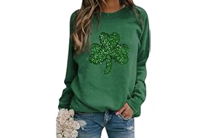 DIACACY Women’s Shamrock Crew Neck Long Sleeve Shirt Casual Tunic Pullover Clover St Patricks Day Loose Fit Sweatshirts