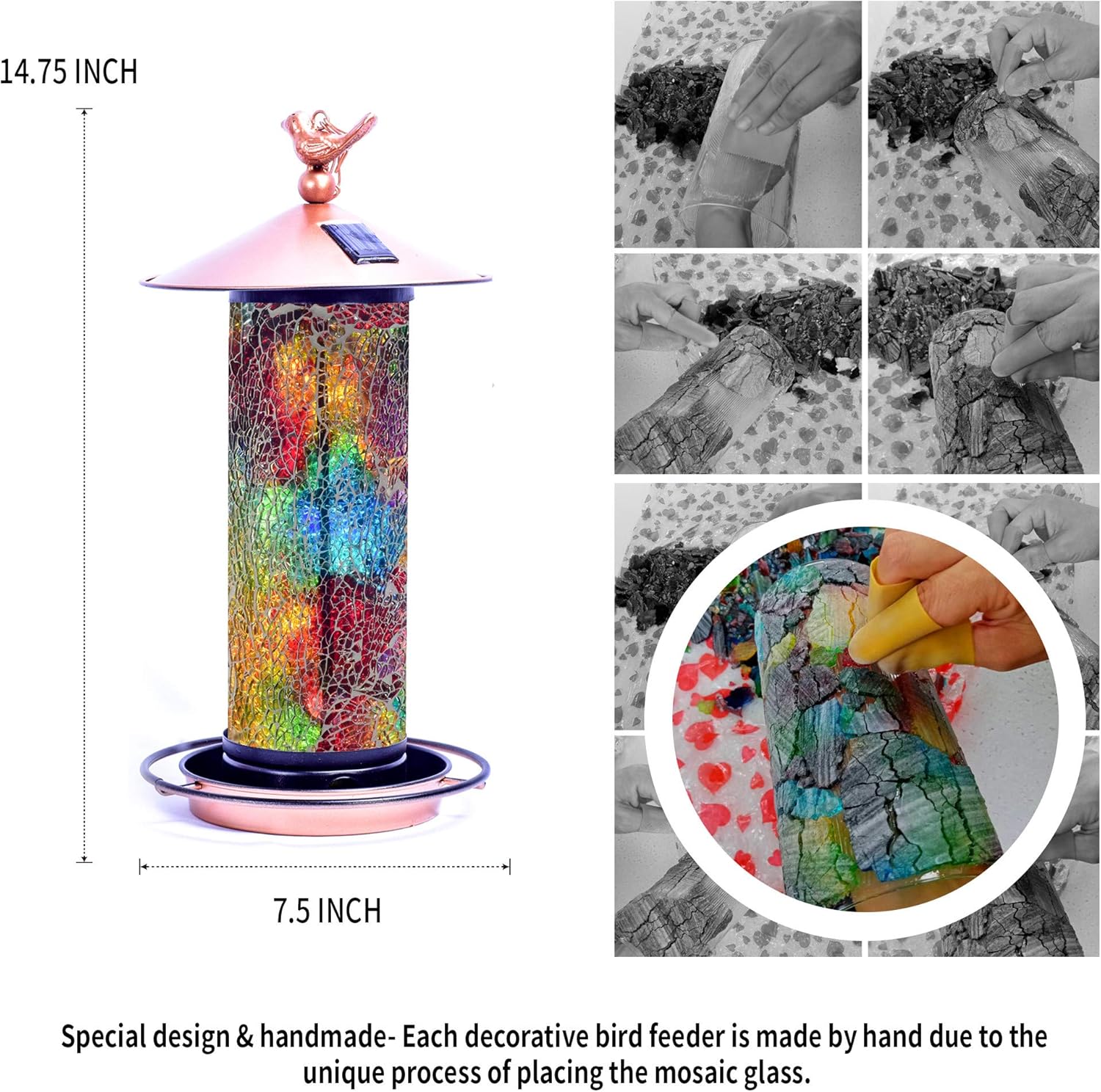 XDW-GIFTS 2020 Newest Solar Wild Bird Feeder Hanging for Garden Yard Outside Decoration, Waterproof Mosaic Lantern Design Feeder for Birds, Solar Bird Feeder as Gift Ideas for Bird Lovers(15 Inches) : Garden & Outdoor