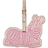 Lilly Pulitzer Zebra Shaped Luggage Tag with Secure Strap, Durable Vegan Leather, Colorful Suitcase Identifier for Travel, Conch Shell Pink Zee Bebe