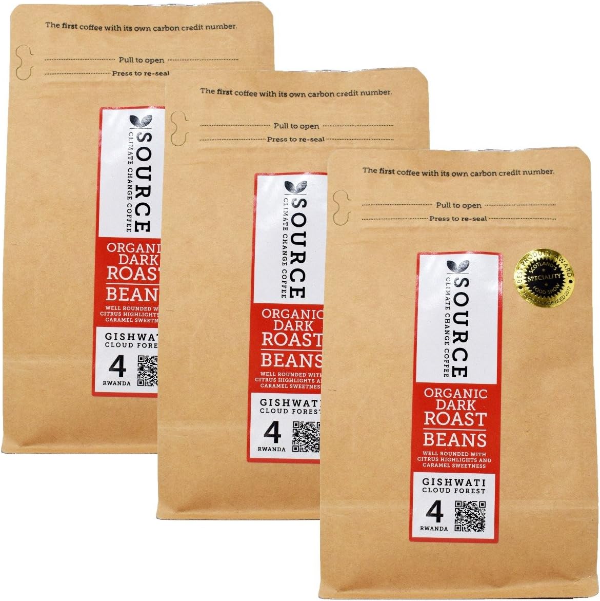 Discover Coffee Big Coffee Box - 3X 227g Whole Bean Source Climate Coffee Rwanda Giswati Cloud Forest Coffees