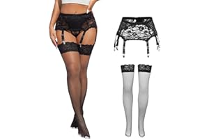 Womens Garter Belts Lingerie Plus Size Suspender Belt Sexy Garter Belt for Thigh Highs Lace Garters with 6 Strap Slip