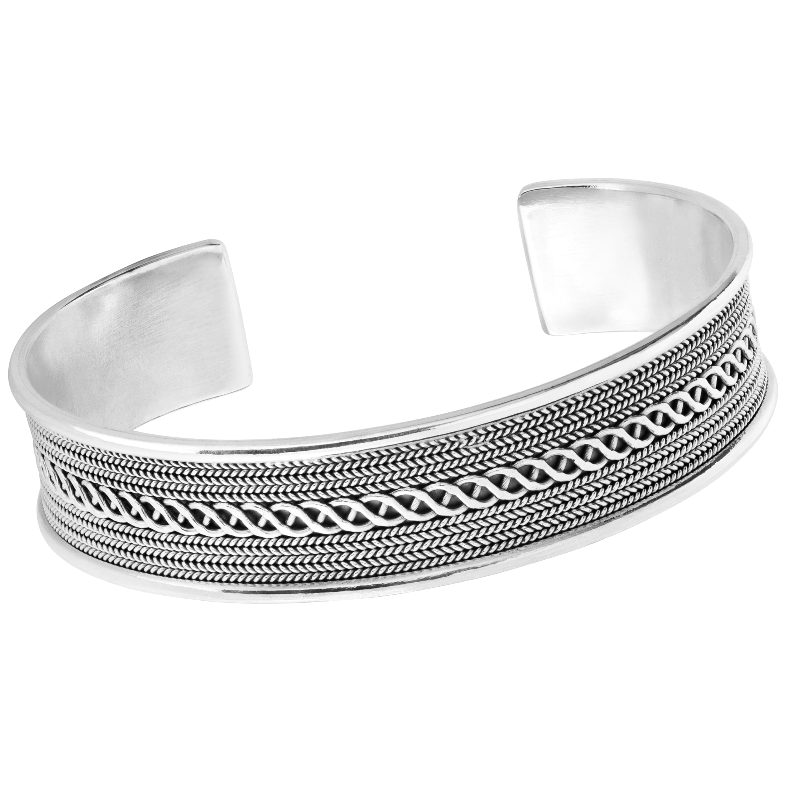 Treasure Bay Women Statement Solid 925 Sterling Silver Bangle Bracelet TB925B822