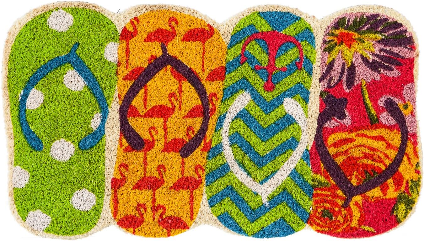 Evergreen Shaped Flip Flops Coir Mat, 16 x 28 inches
