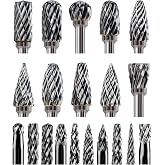 20 Pcs Carbide Burr Bits 1/8" Shank Compatible with Dremel Milwaukee Metal Grinding Wood Stone Steel Carving Cutting Engraving Grinder Kit Attachment Rotary Tool Accessories Set Harder Than Diamond