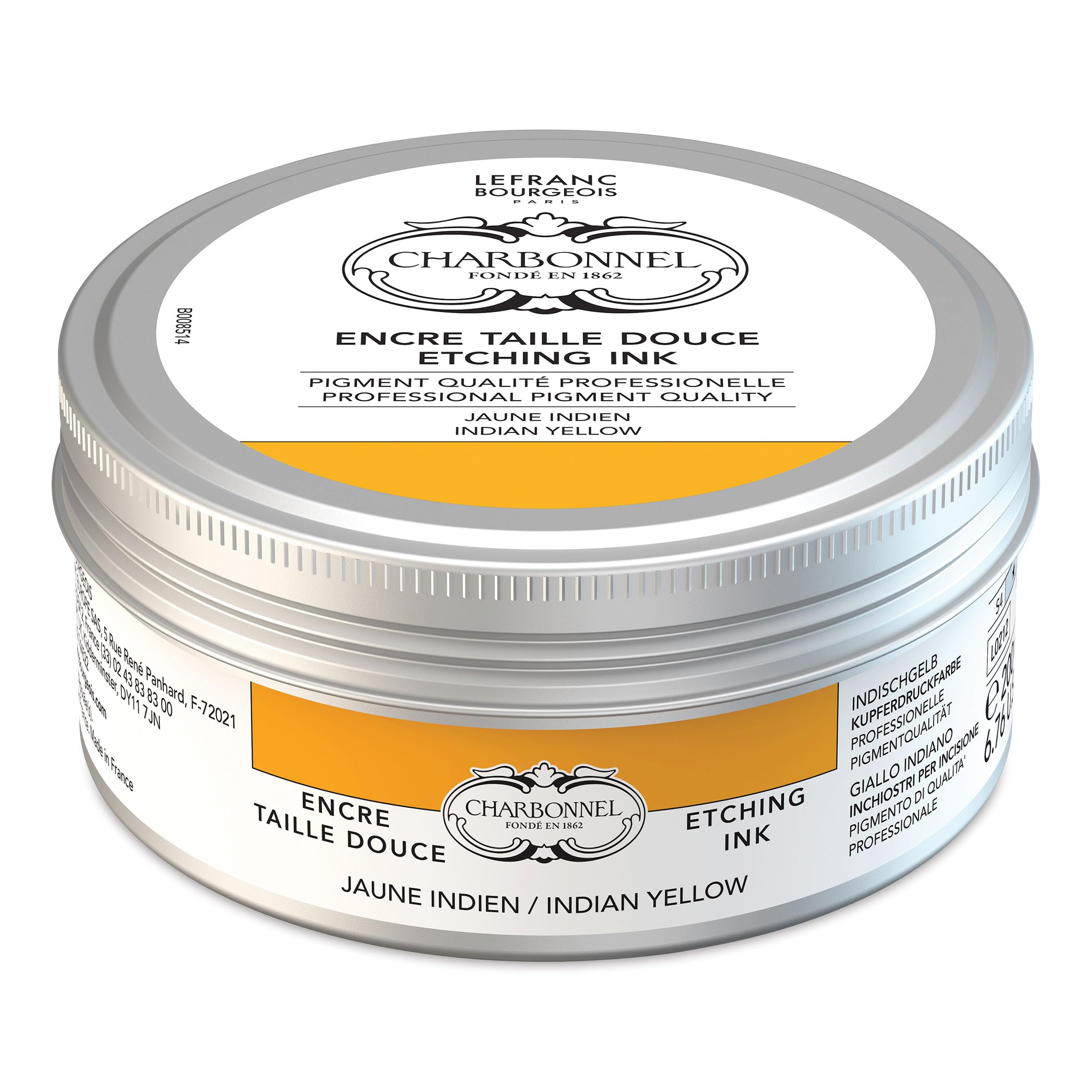 Lefranc and Bourgeois Charbonnel etching ink, Indischgelb, 200ml Topf - Kupferdruckfarbe