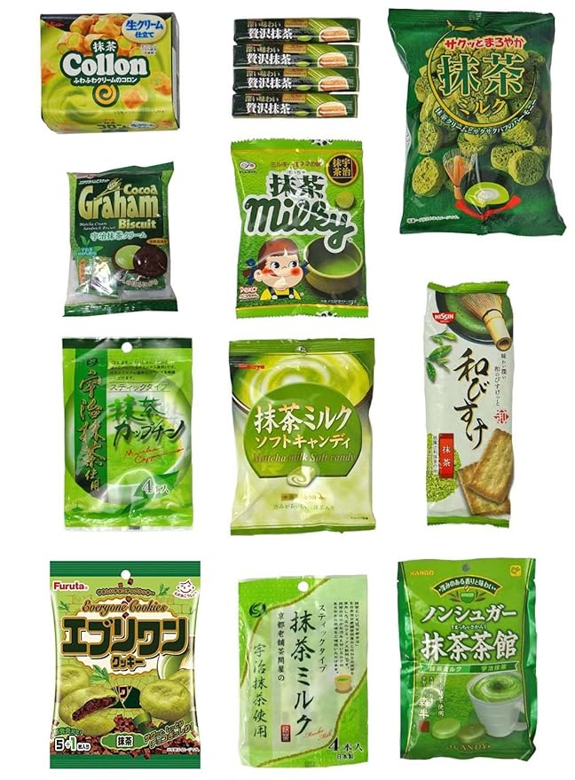 Japanese "Matcha flavor Set" 14 packs of snacks, sweets and candies