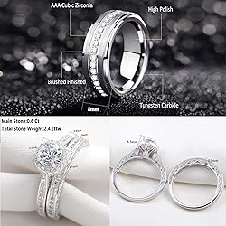 Newshe Jewellery Wedding Rings Set for Him and Her