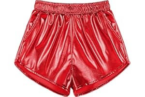 Auranso Girls Metallic Shorts Sparkly Hot Pants Shiny Dance Outfits Short Pants
