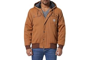 TUAOVA Men's Fit Relaxed Work Coat Fleece Lined Waterproof Workwear Winter Hooded Jacket with Multiple Pockets