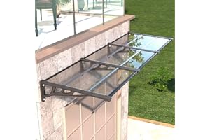 GUANSU-CN 35 * 120'' Window and Door Awning Exterior, UV/Rain/Snow/Sunlight Protection Sheet,UPF 50+ Polycarbonate Overhang Canopy,House Overdoor Awnings for Door Entrance Outside/Patio/Porch/Deck