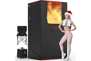 Manastin Upgraded Portable Steam Sauna for Home, Sauna Tent with 3L/1200W Steamer, XL Foldable and Remote Control, 99-Min Timer & 15 Power Levels, 2.6' x 2.6' x 5.9' Detox Spa for Relaxation,Jet Black