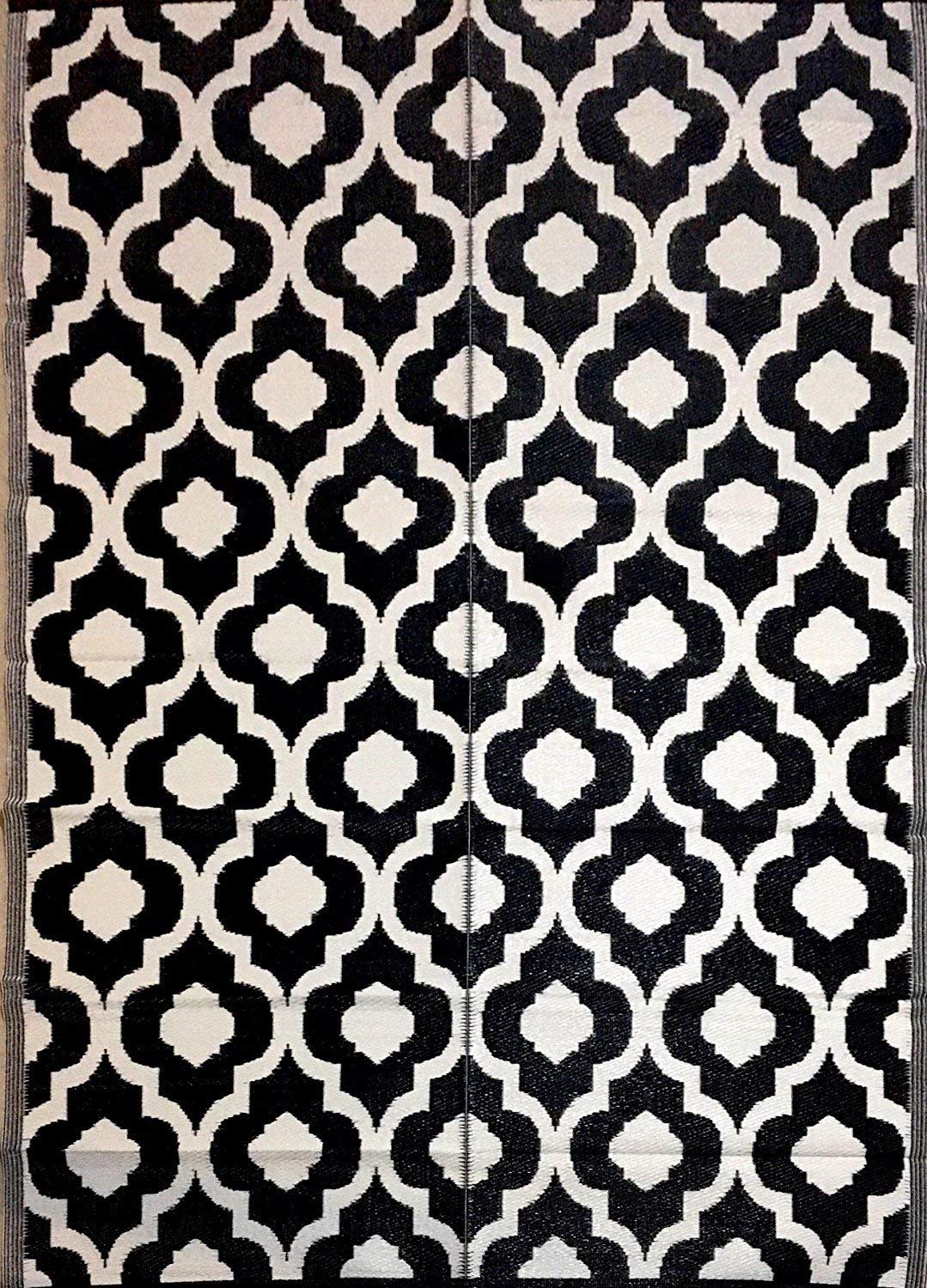 6x9 Indoor Outdoor Patio Rug RV Mat Camping Reversible Beach Mat Dark