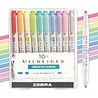 Zebra Pen Mildliner, Double Ended Highlighter, Broad and Fine Tips, Assorted Colors, 10 Pack (78101)