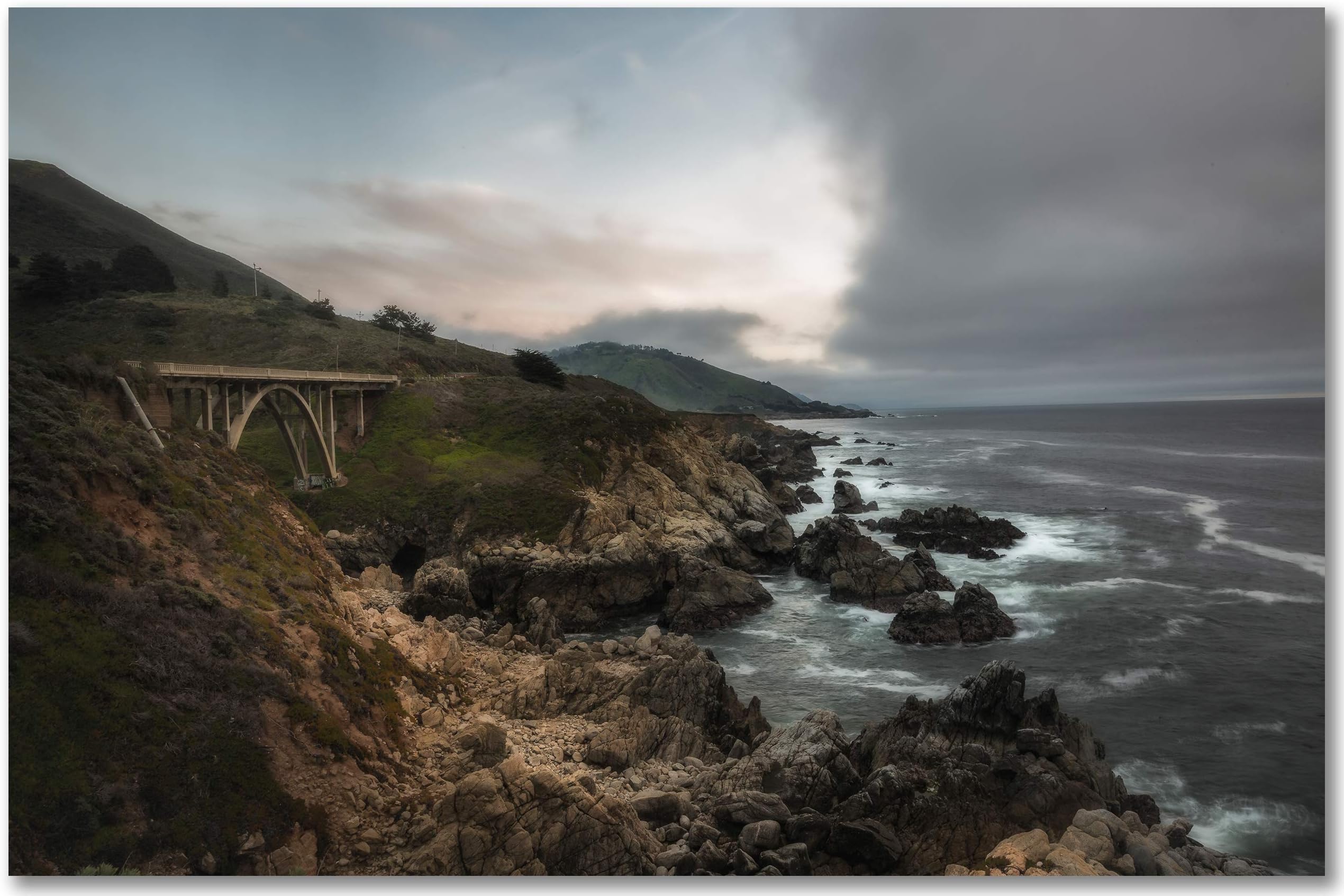 Coastal Photography Print (Not Framed) Picture of Fog Rolling in at Bixby Bridge Along Highway 1 near Big Sur California West Coast Wall Art Seascape Decor 4x6 to 40x60