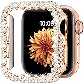 Bling Bumper Case Compatible with Apple Watch Series 6/5/4/SE 3/SE 2/SE 44mm, Diamond Protective Face Cover for Women, Hard PC Frame Protector for iWatch 44mm
