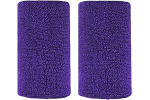 BBOLIVE 4' Inch Wrist Sweatband in 32 Different Neon Colors - Athletic Cotton Terry Cloth - Great for All Outdoor Activity(1 Pair)