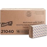 Genuine Joe Multifold Paper Hand Towels, 1-Ply Kraft, 9.25" x 9.4", 100% Recycled, 250 Count Per Pack (16 Pack, 4,000 Total Sheets) - Commercial Washroom &amp; Restroom Supplies