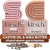 Kitsch Castor Oil Shampoo & Shea Butter Conditioner Bar – Shampoo and Conditioner Set - Hydrating & Moisturizing Bar Soap - Free of Paraben, Silicone, Sulfate - Made in USA - 2pc Set