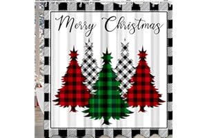 Leketoo Christmas Shower Curtain for Bathroom, Cute Fabric Xmas Shower Bathtub Window Curtains Sets with 12 Hooks for Kids Waterproof Bathroom Decoration Supplies 72x72in