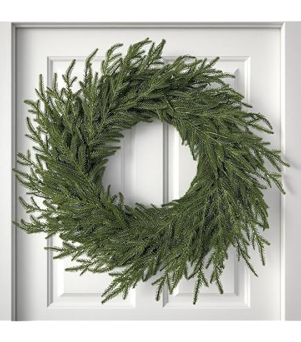 Couronne De Noël En Pin Norfolk Artificiel - Diamètre 50 Cm - Toucher Réaliste - Pour Porte D'entrée, Décoration Maison - 7