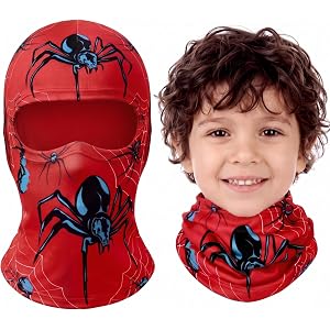 Hercicy Spider Balaclava Face Mask, UPF 50+ Sun Protection Red Milk Silk Full Headwear, Breathable Stretchy Cooling Neck Gait