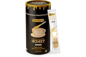 Elephant Park 100% Raw Unfiltered Honey Spoon Stirrer 20 Pack Premium US Grade A Non-GMO Individually Wrapped And Sealed On The Go Single Serve Natural Sweetener