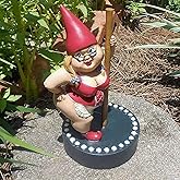 Marsrut Funny Woman Dancing Gnome, Pole Dance Garden Gnomes, Funny Outdoor Indoor Statue for Home, Creative Figurine Decoration for Patio Lawn Garden Yard Art (Red)