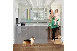 STCOCKIS Upgraded 60" Wide Retractable Dog Gate with Reinforced Rods - Bottom Anti-Escape, 5 ft Retractable Baby Gates for Doorways Retractable Gates for Dogs Indoor/Outdoor Retractable Pet Gate, Gray