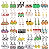 Nosiny 36 Pairs Funny Earrings Bulk for Women Pickle Black Cat Dangle Drop Earrings Studs Cute Weird Funny Jewelry Set Gifts