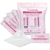 mivida 40 Count Hypoallergenic Makeup Wipes Individually Wrapped with Vitamin E | Dermatologist Tested, Balance Cleanse Face for Sensitive Skin, Dissolve, Lift &amp; Protect for Fresh Skin Everytime