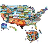 Xuhal 50 Pcs State Magnets USA Fridge Map Set, Elegant, Become A Map | Individual US States, Travel Souvenir Collection, Refrigerator Decor for Geography Fans, Track Visited Destinations Gift