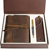 Leather Bound Journal for Men and Women, Handmade Gift Set with Genuine Leather Bookmark and Stylish Pen, Vintage and Classic, Notebook, Sketchbook, Planner, Journal and Diary (300 Pages) (8x6")