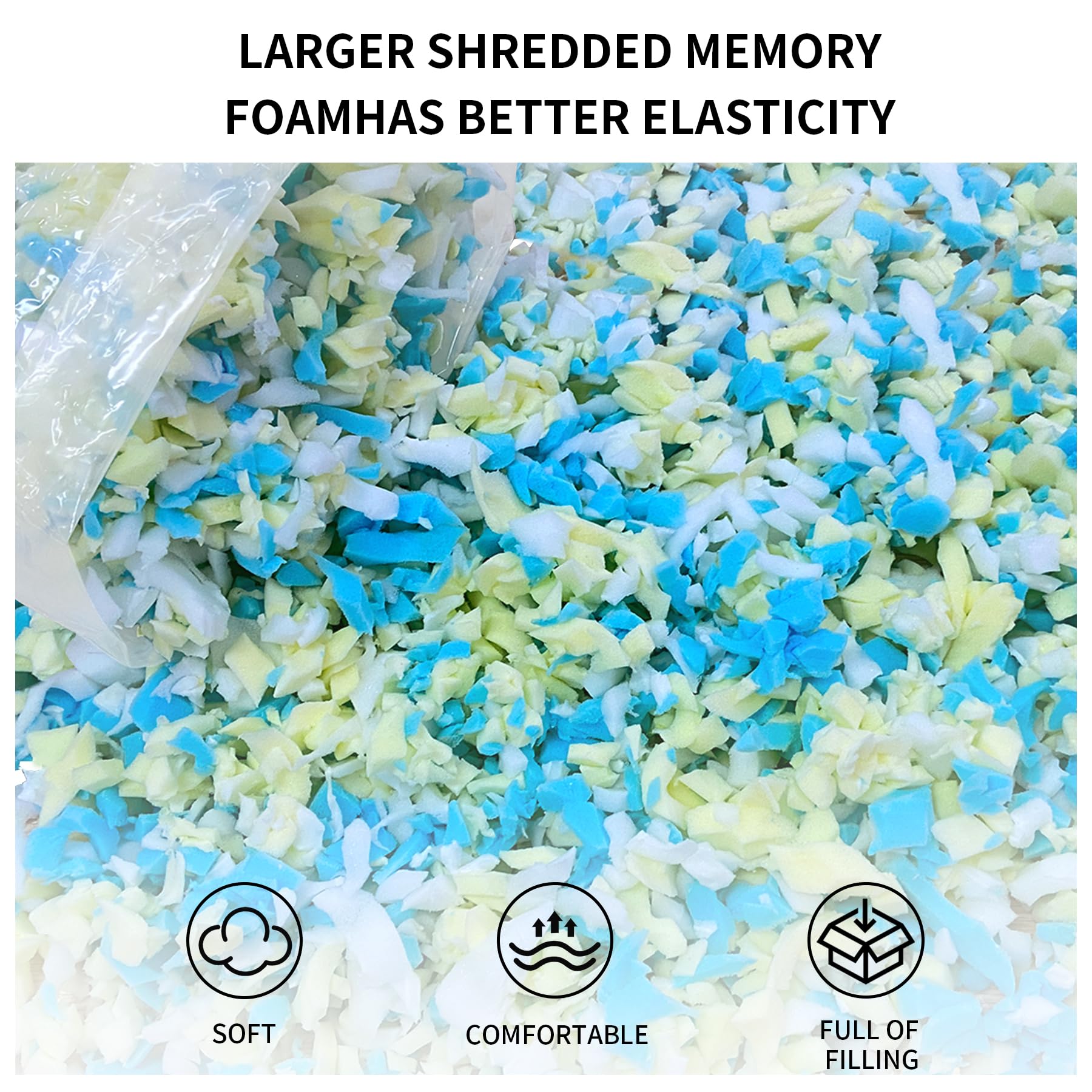 10lbs Shredded Memory Foam Filling for Bean Bag Filler, Premium Soft Filling,Without Added Gel Particles,Very Suitable for Filling Bean Bags and Pillows