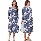 Deyeek Hospital Gowns for Women Tear Away Snap Open Back Dress Long Sleeve Post Surgery Adaptive Nightgown with Pockets